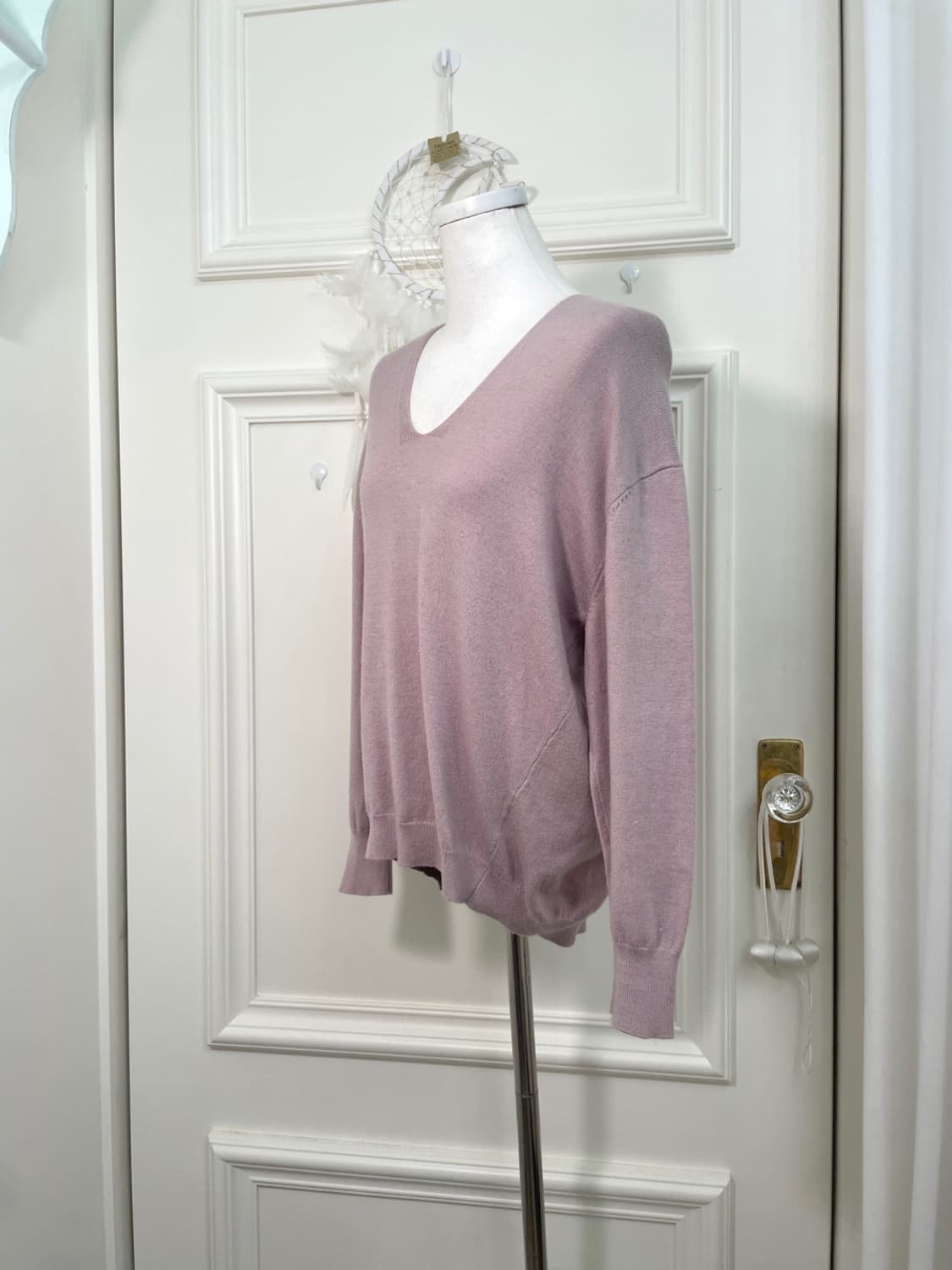dark lavender v-neck glitter knit top 상품이미지2