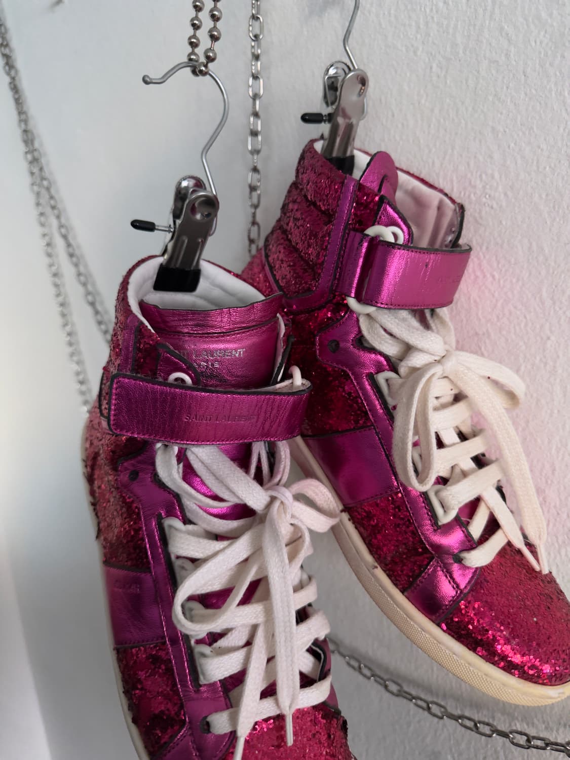 생로랑 핑크 글리터 하이탑 스니커즈 상품이미지2