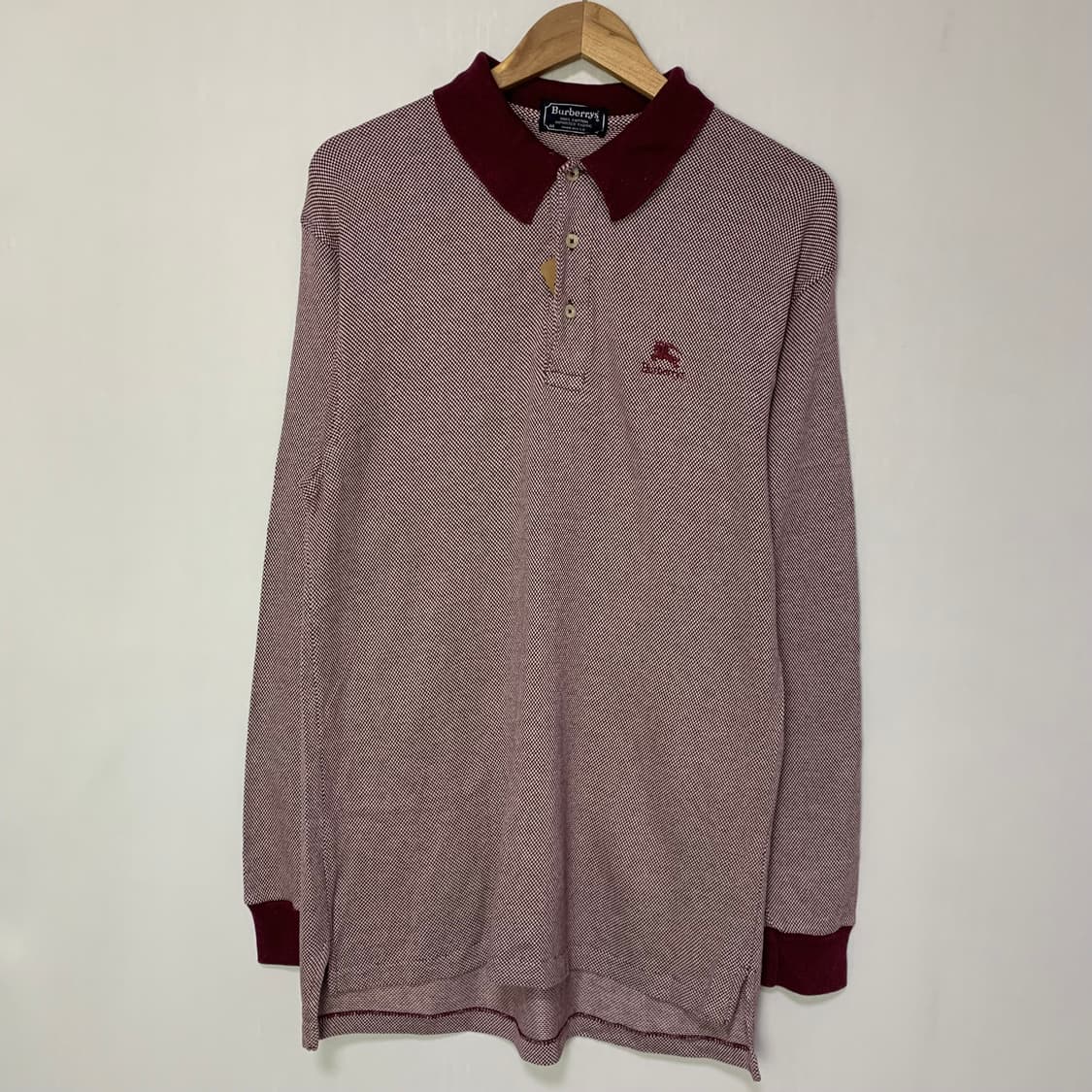 버버리 긴팔 롱기장 카라티 롱슬리브 M 버건디 빈티지 남녀공용 상품이미지2