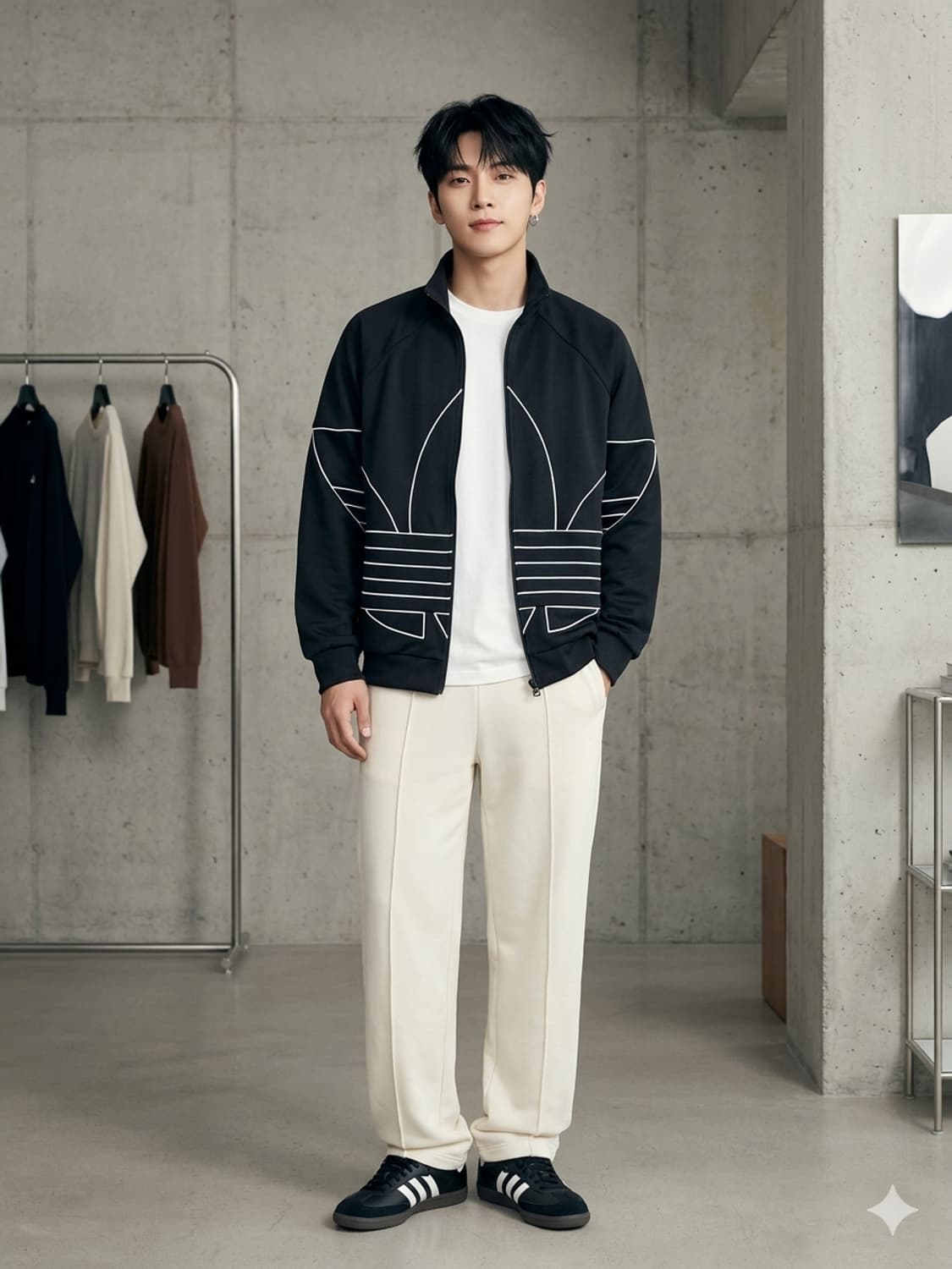 아디다스 오리지널스 빅 트레포일 아웃라인 트랙탑 블랙 상품이미지1