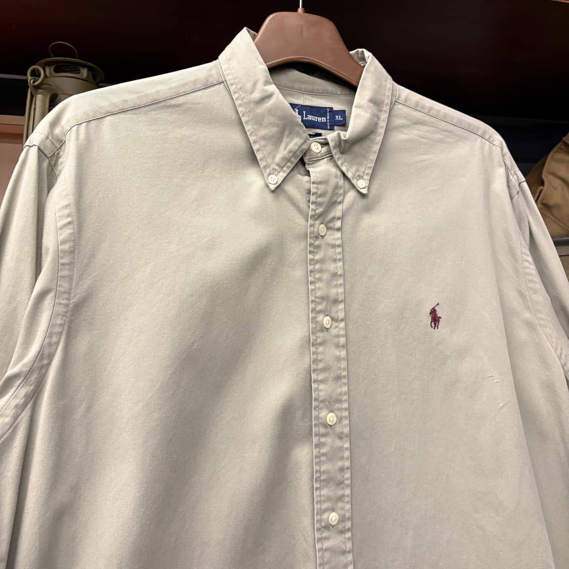 90s 폴로 랄프로렌 소프트 코튼 옥스포드 셔츠 베이지 N746 상품이미지3