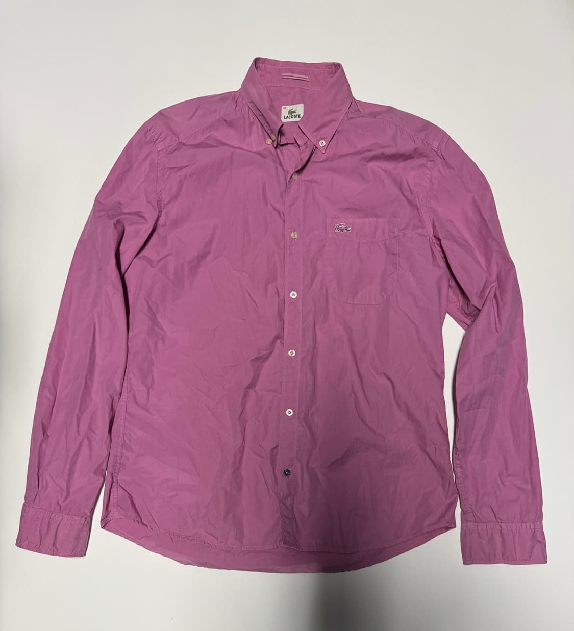 라코스테 핑크 로고 코튼 셔츠 L 40 상품이미지1