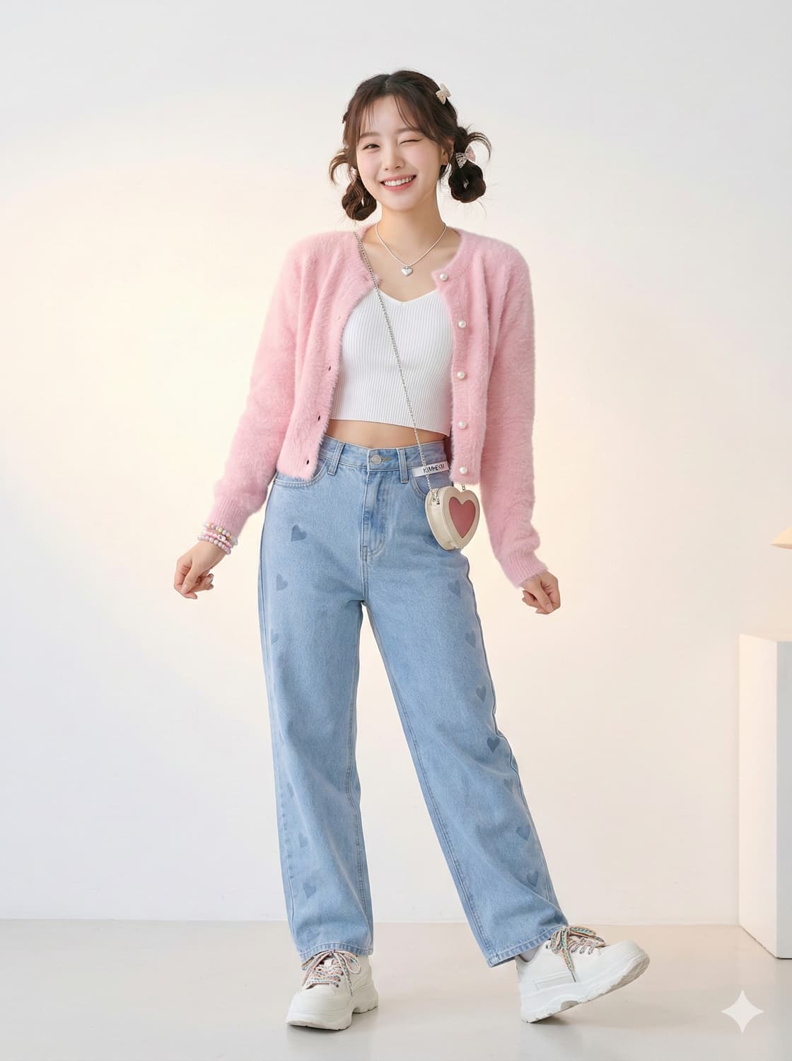 KIMHEKIM 김해김 하트 스탬프 데님 팬츠 상품이미지1