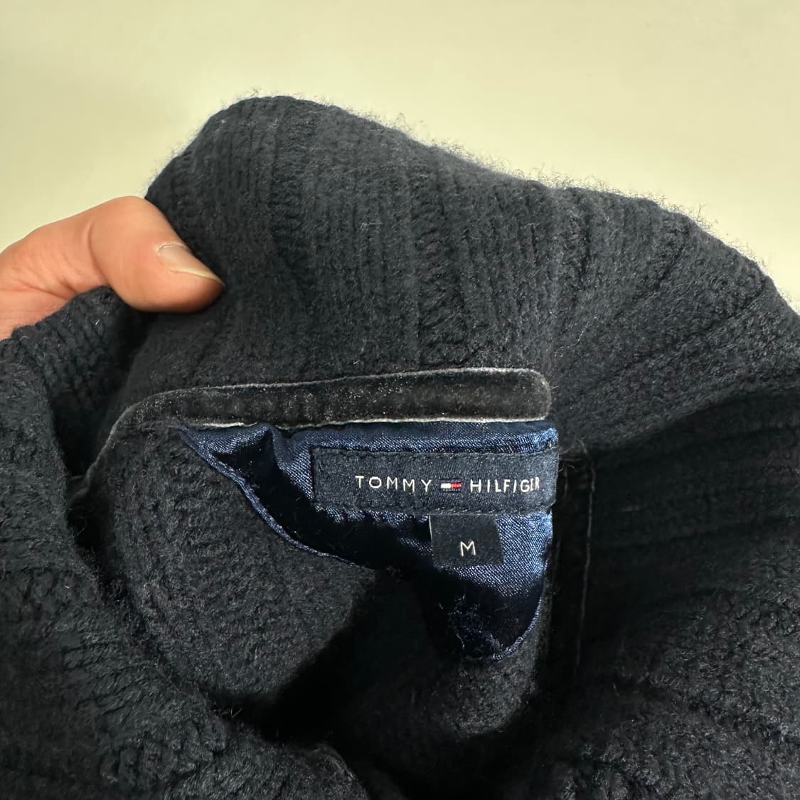 우먼M 타미힐피거 다크네이비 빅카라 꽈배기 가디건 상품이미지6