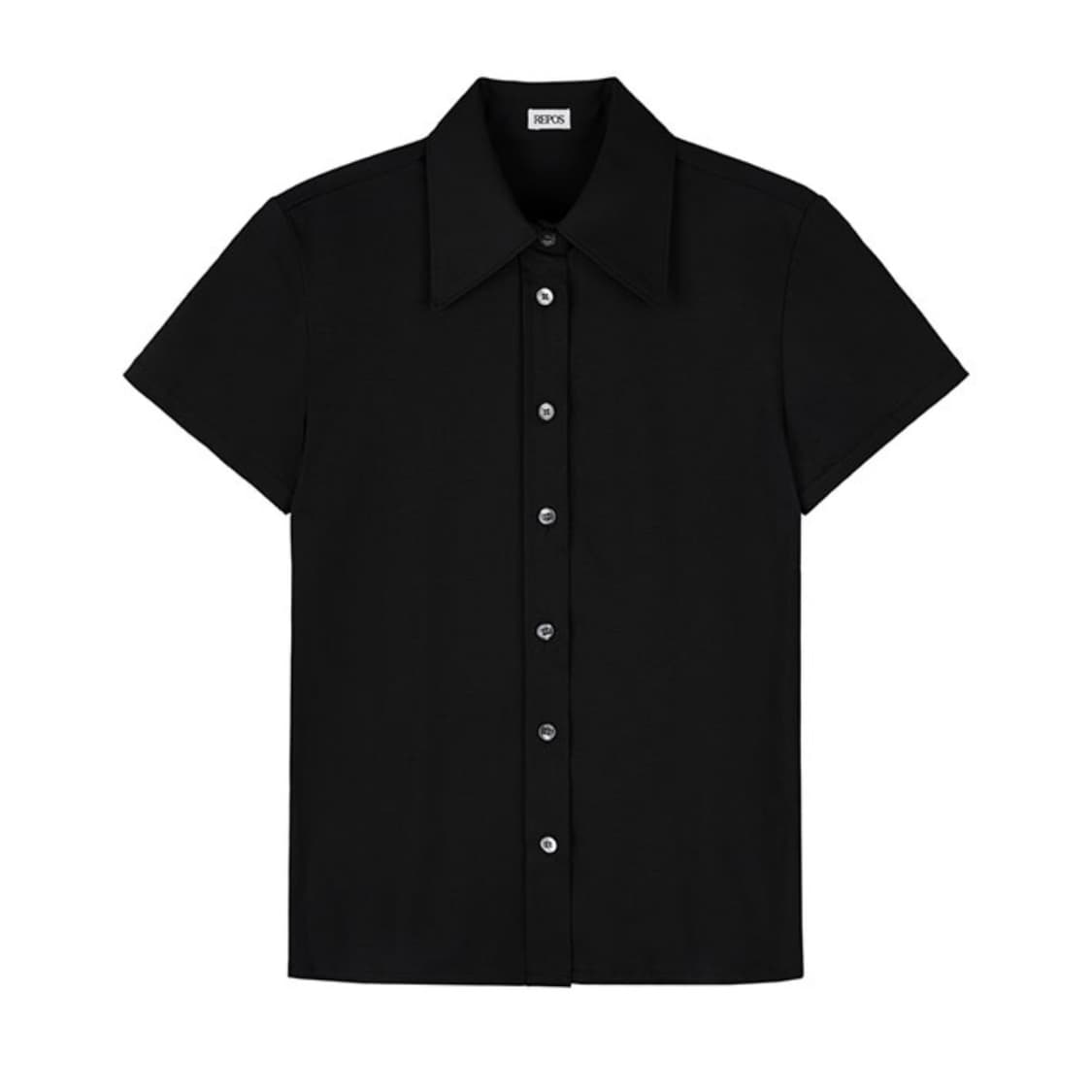 [S] 리포스 져지 실켓 반팔 셔츠 블랙 상품이미지2