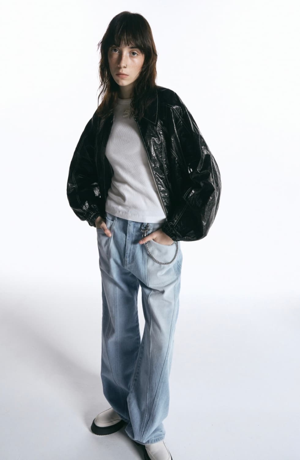 인사일런스 디바이드 와이드 데님 팬츠 블루 M 상품이미지4