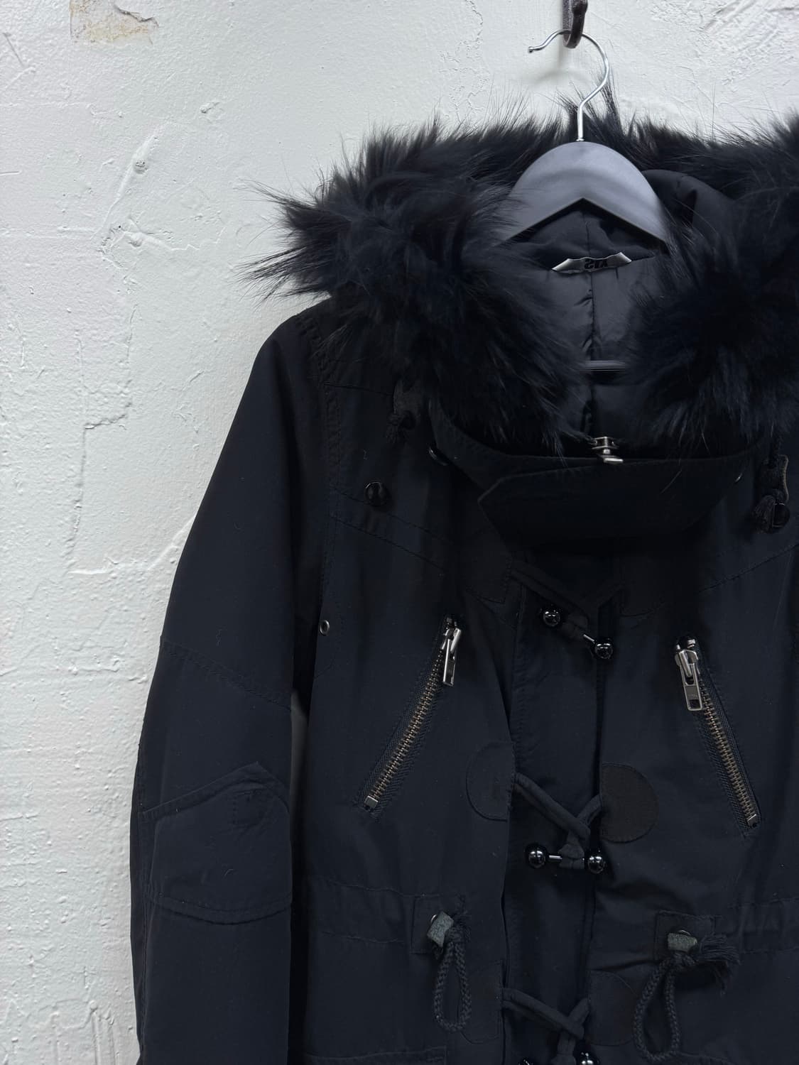 Sly black trimming fur mods coat 상품이미지3