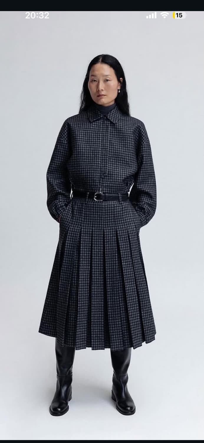 LFM 체크 블루종 + 스커트 투피스 세트 상품이미지1