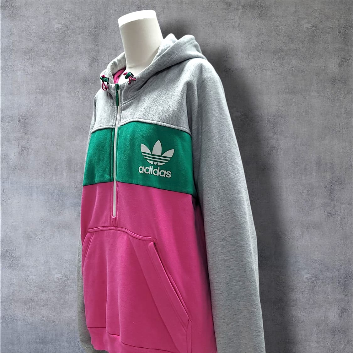 [2XL~3XL] 아디다스 트레포일 컬러 블록 하프 집업 후드 티셔츠 상품이미지3