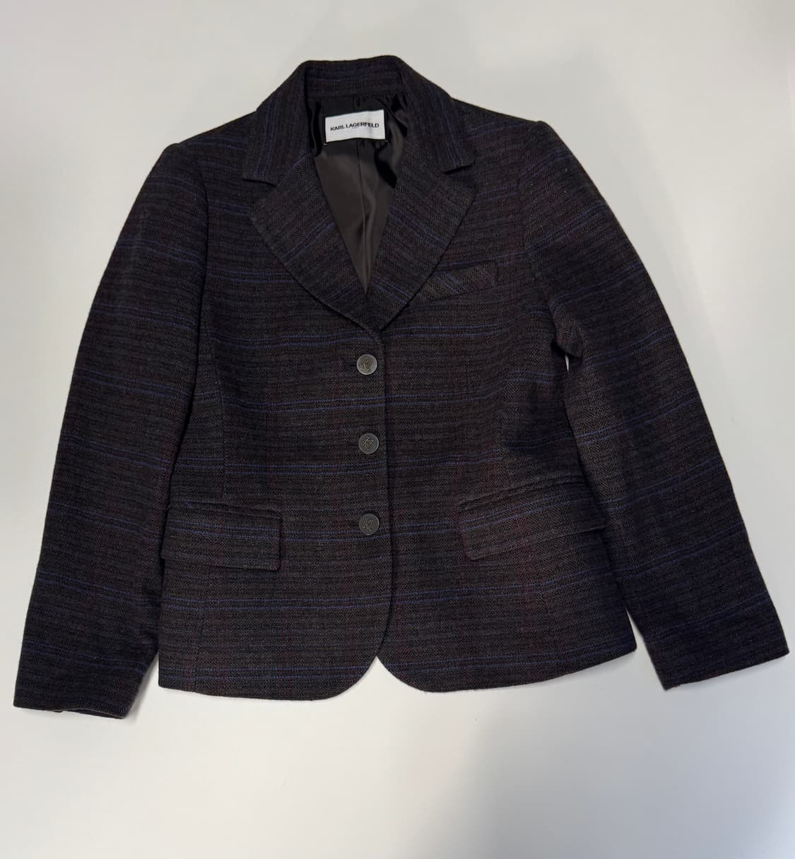 여성 칼라거펠트 24년도 양모 빈티지 체크 자켓 55 상품이미지1