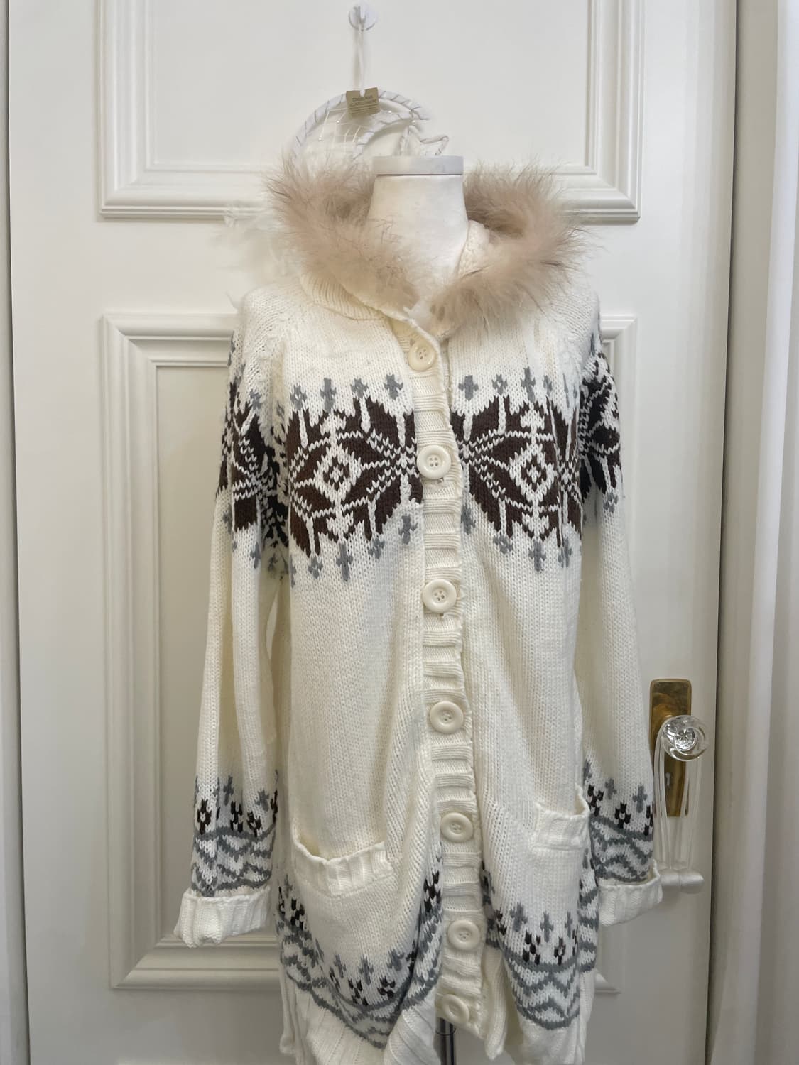ivory nordic fur hoodie long cardigan 상품이미지5