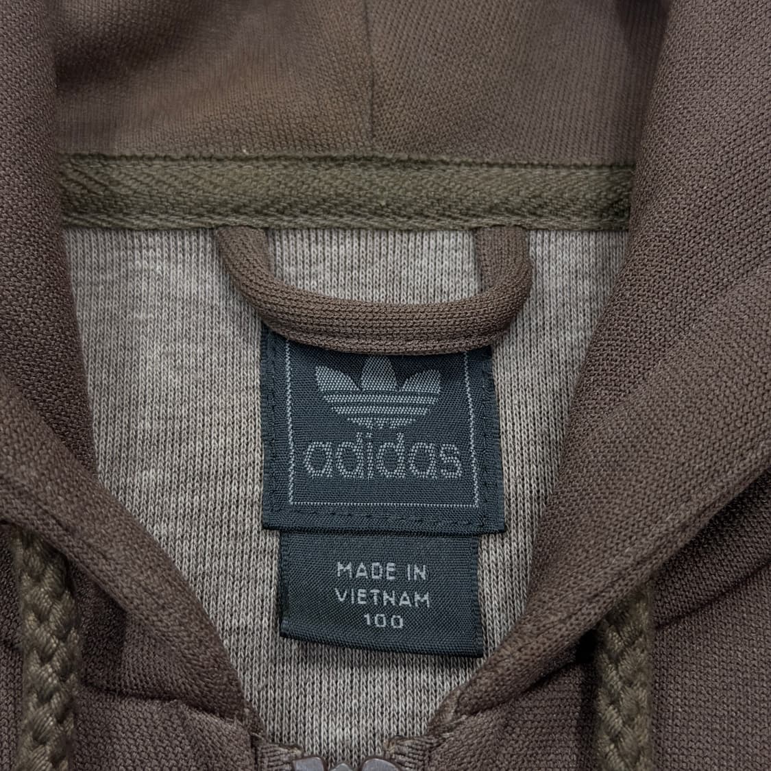 아디다스 빈티지 빅로고 코코아 브라운 져지 후드집업 자켓 L 100 상품이미지4