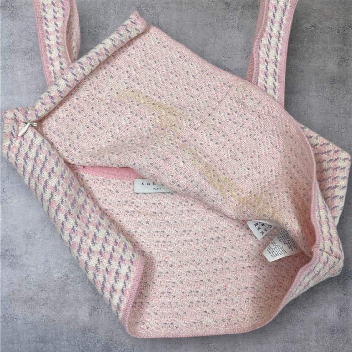 산드로 Sandro 핑크 트위드 진주 니트 쓰리피스 셋업 1 상품이미지7