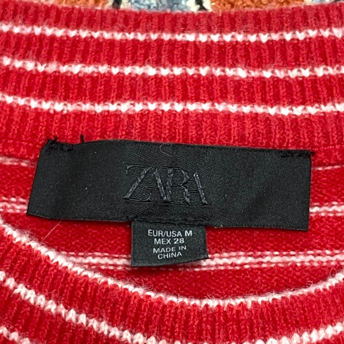 자라 레드 스트라이프 니트 여성M  상품이미지3