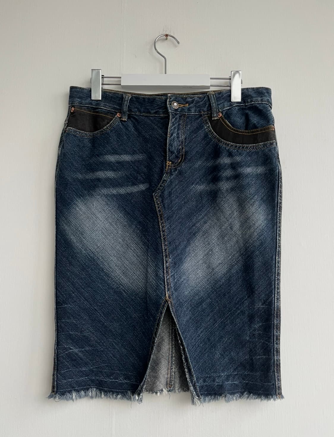  H.S.N 워싱 데님 미디 스커트  상품이미지5