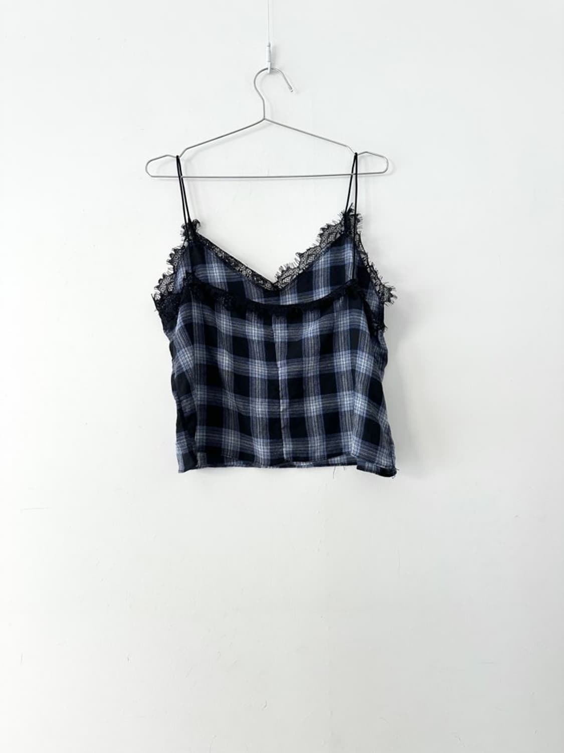 Lace check sleeveless / navy 상품이미지5
