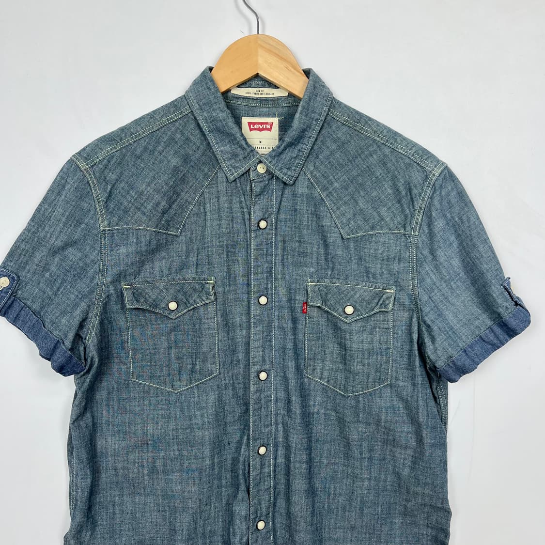 Levis 리바이스 샴브레이 웨스턴 반팔 셔츠 상품이미지2