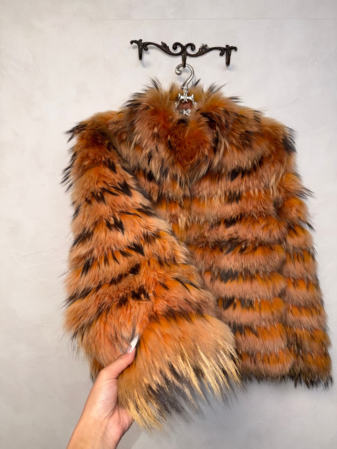 Mixed orange brown fox fur jacket  상품이미지2