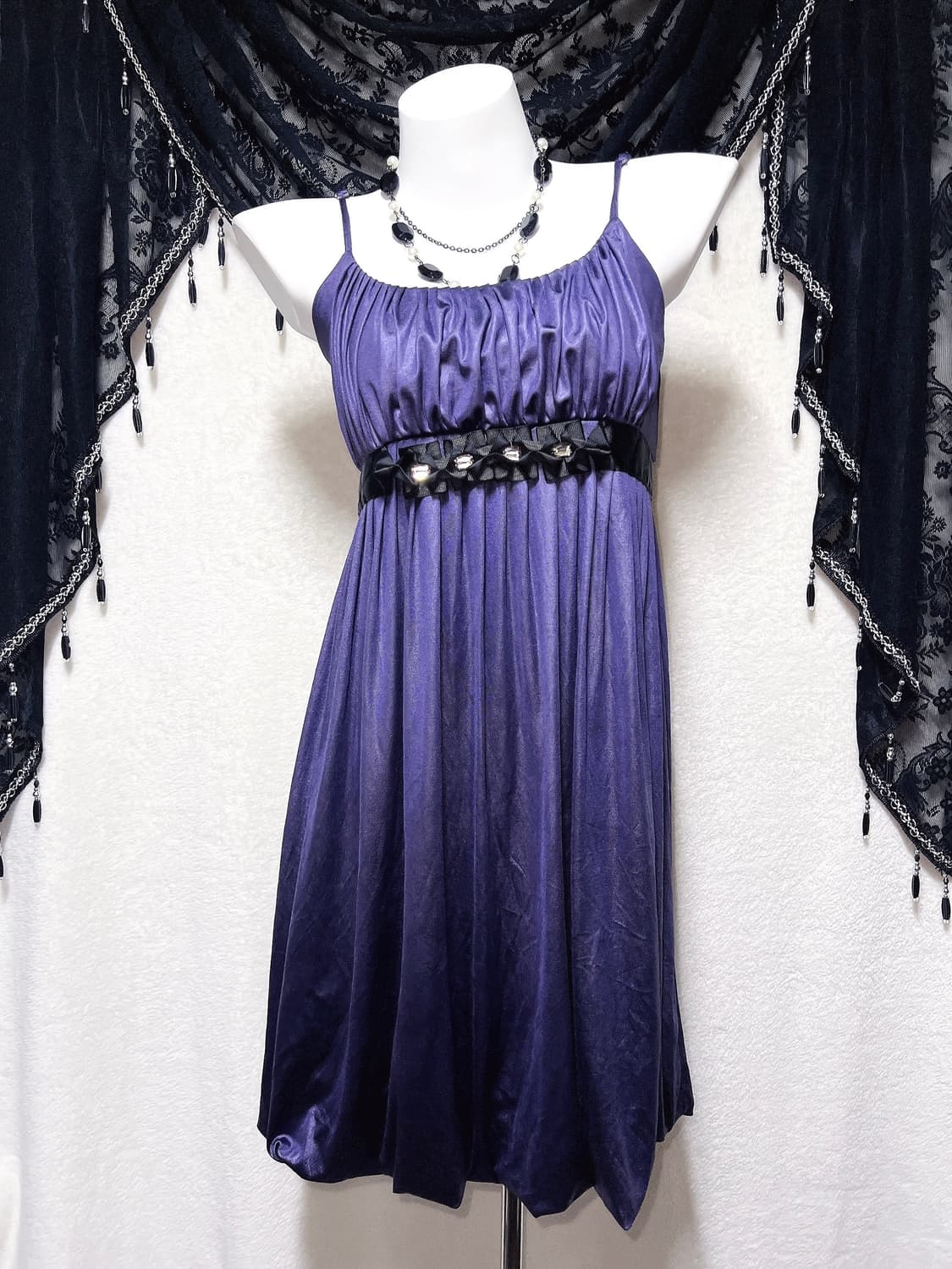 슈슈룬 바닐라깔 퍼플 벌룬 미니원피스 히메갸루 오네 고스펑크 파티드레스 상품이미지5