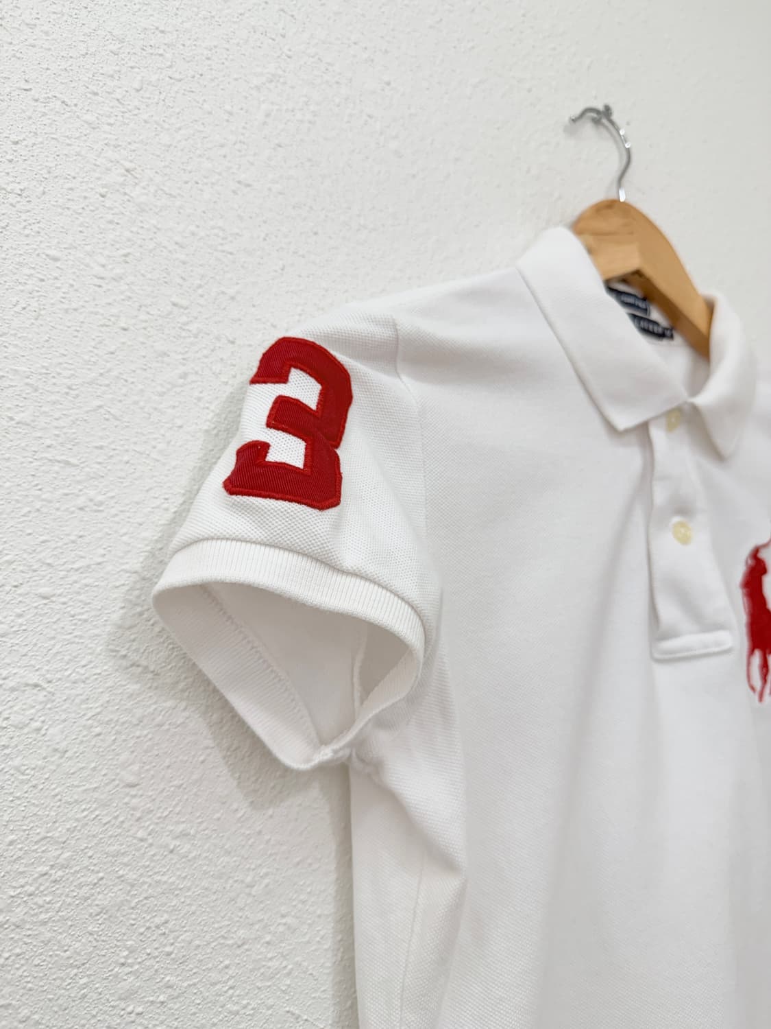 빈티지 Polo Ralph Lauren 화이트 패치 슬림 카라 반팔티 상품이미지4