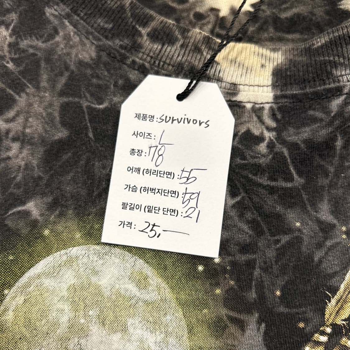 [L] SURVIVORS 빈티지 블랙 늑대/인디언 프린팅 반팔 A735 상품이미지3