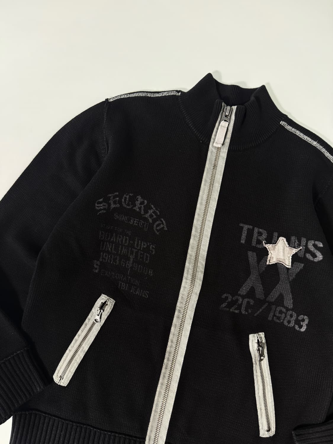 90‘s vtg 그런지 해비 코튼 니트 집업 상품이미지4