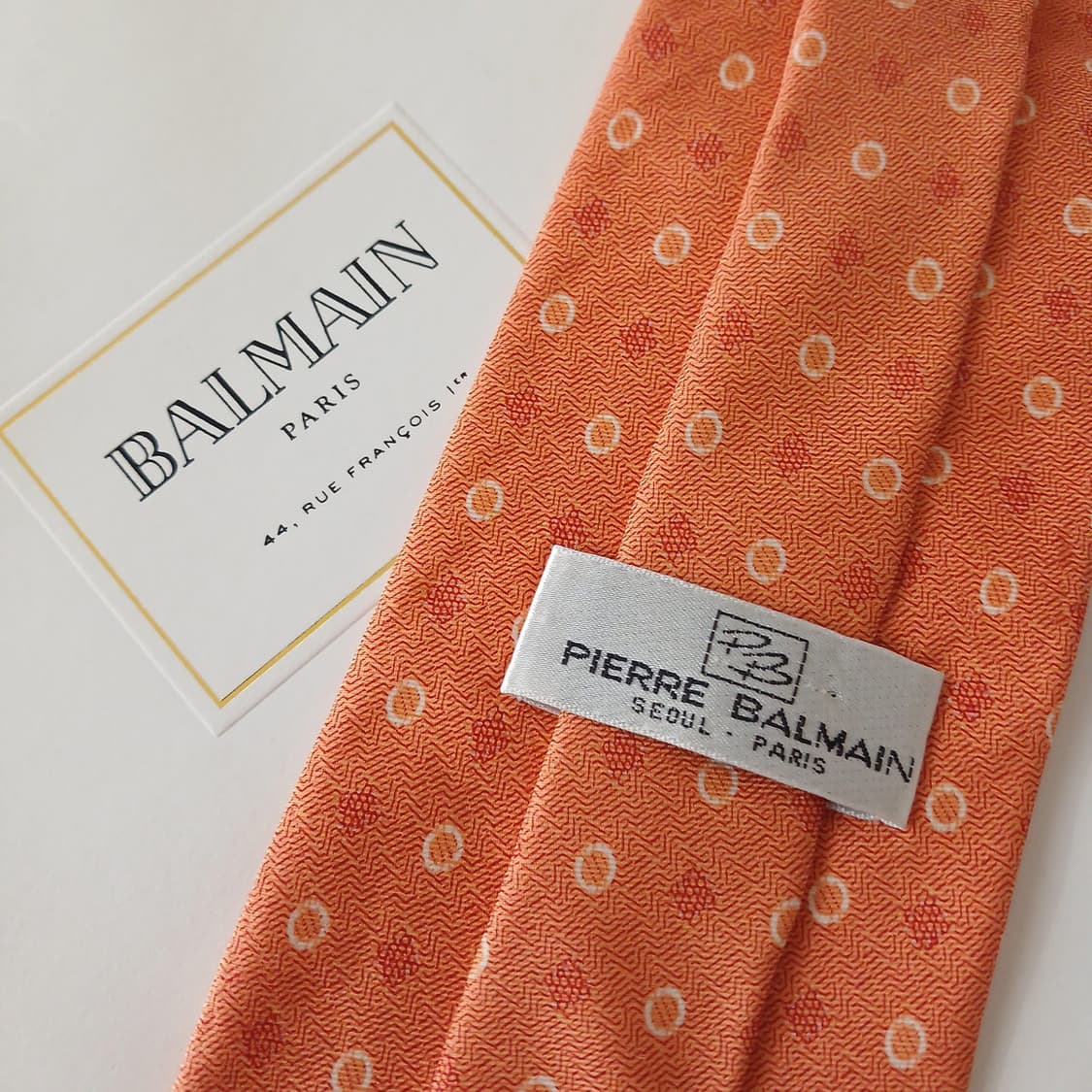 발망 실크 오렌지 마이크로 패턴 넥타이 9.4cm A+등급 A19162
 상품이미지5