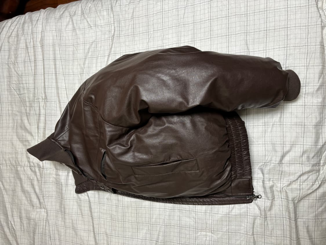 secondmono 레더 블루종 자켓 브라운 L 상품이미지4