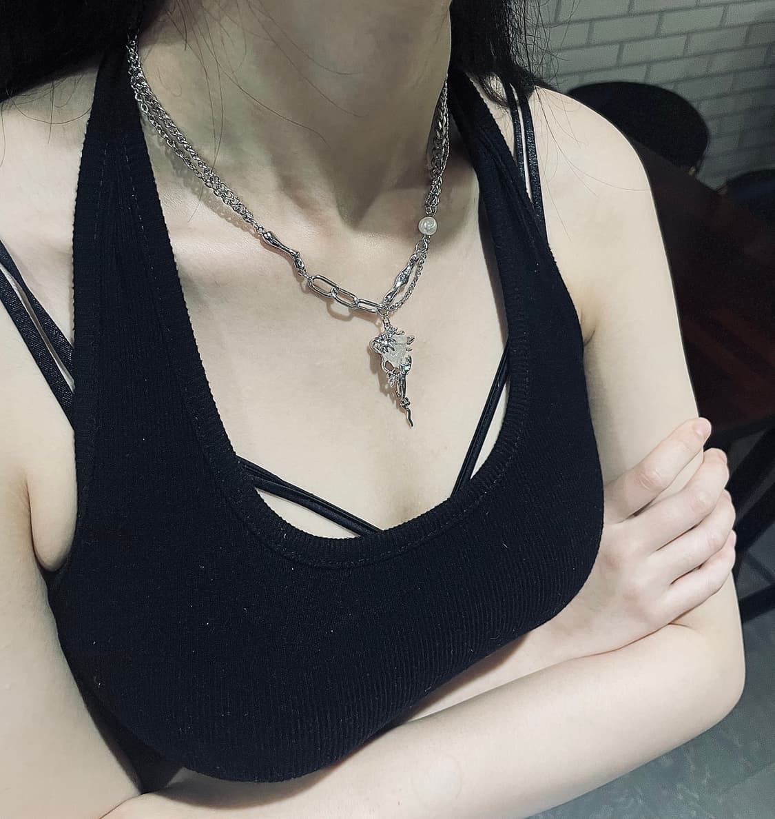 Real pearl v necklace 상품이미지2