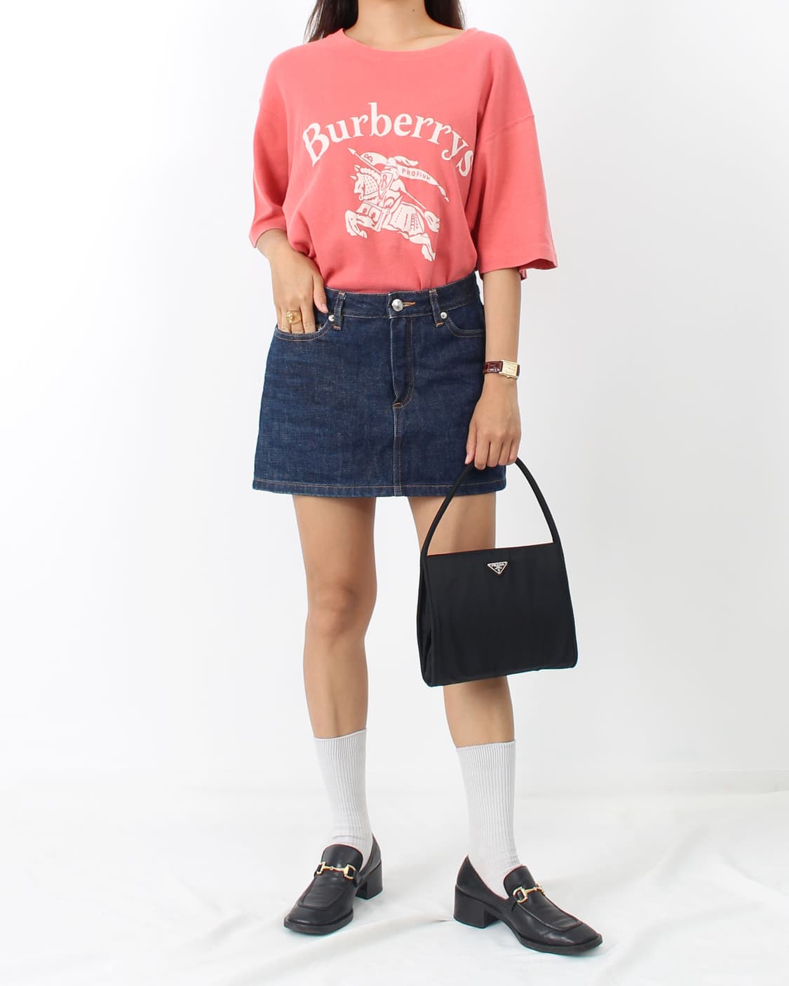 버버리 핑크 오버핏 티셔츠 상품이미지2