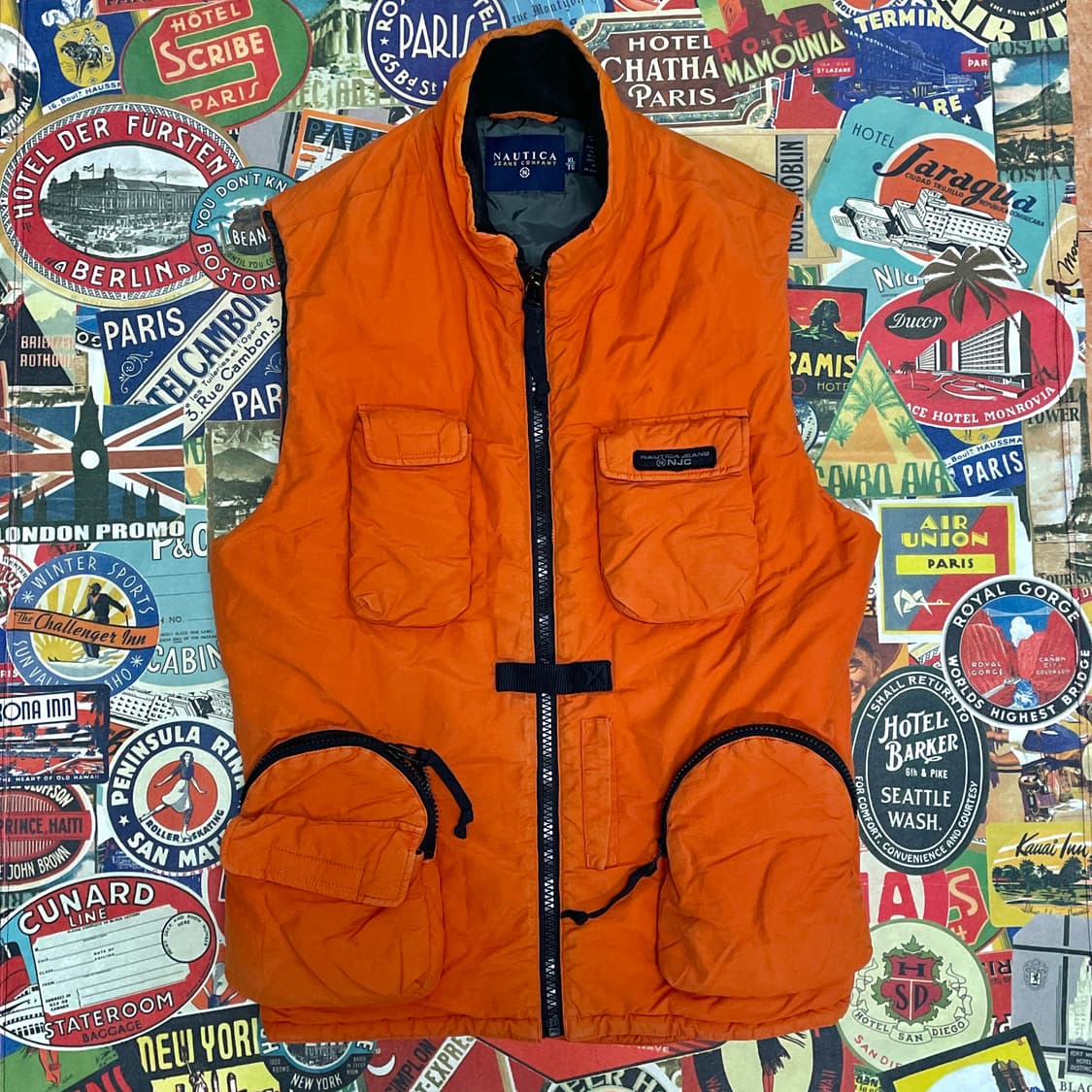 90s 노티카 유틸리티 멀티 포켓 탄창 베스트 올드스쿨 패딩 조끼 XL 상품이미지1