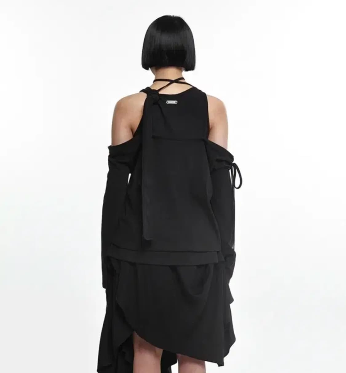 (새제품) 나체 LAYERED TIE LONG SLEEVE 블랙 상품이미지2