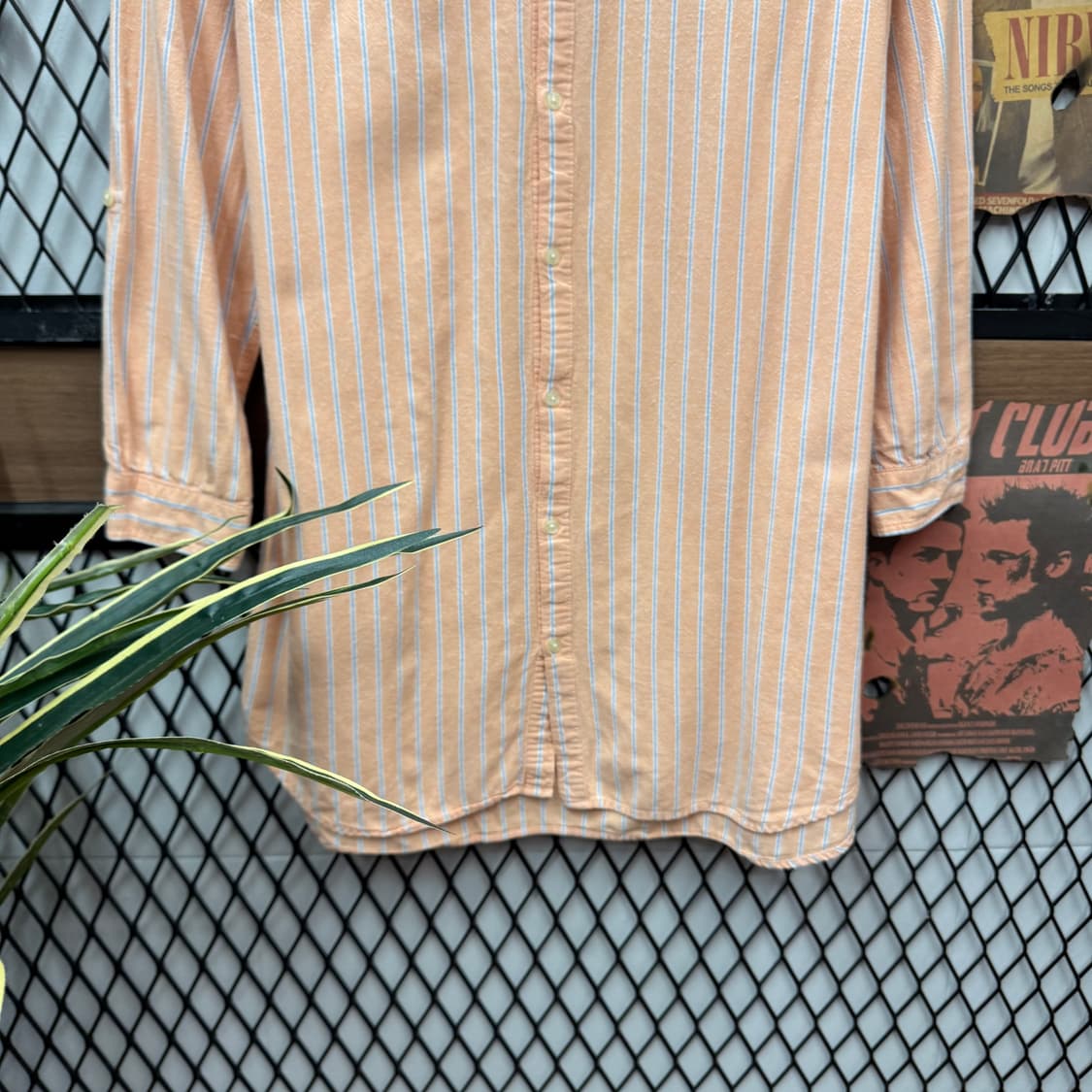 폴로 랄프로렌 스트라이프 긴팔 셔츠 화이트 포니 로고 포인트 오렌지 상품이미지4