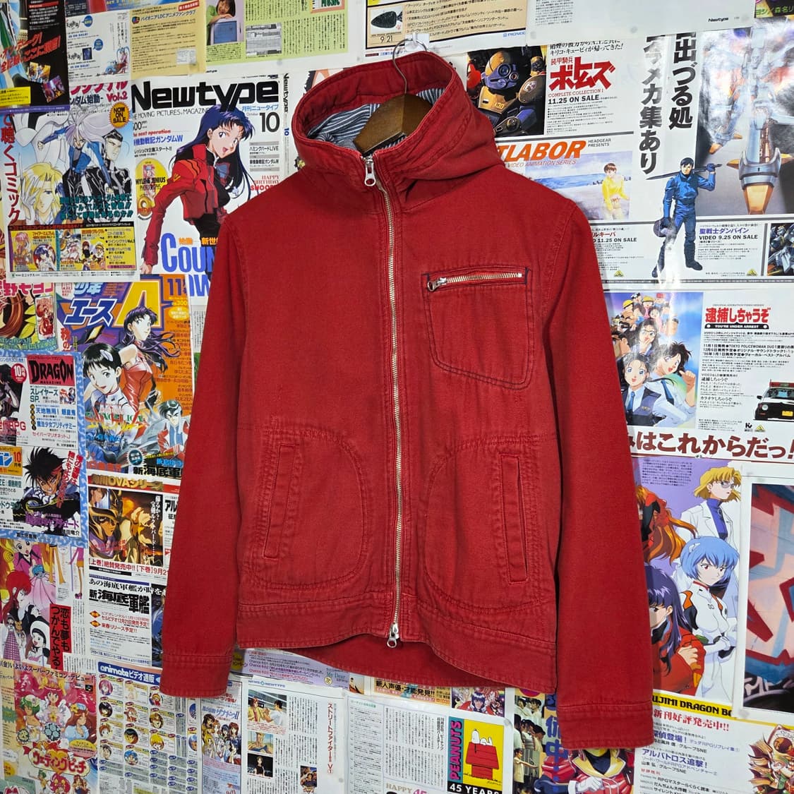 JPN 레드 하이넥 코튼 투웨이 워크 후드 집업 상품이미지2