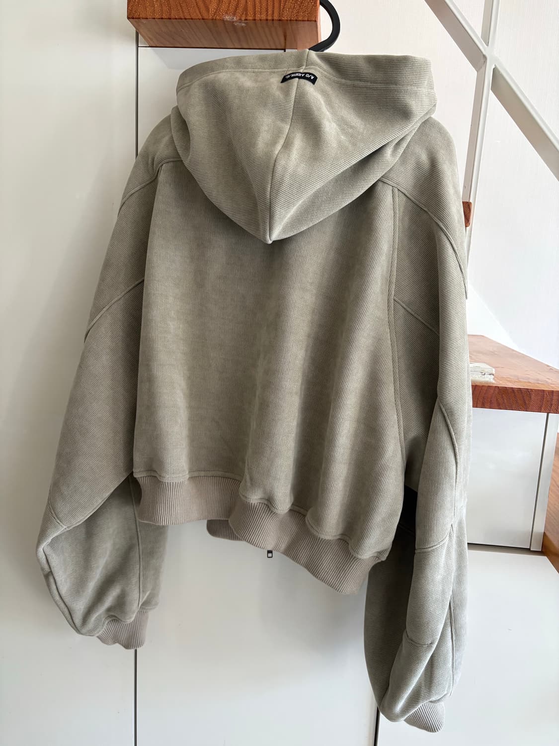 아조바이아조 코듀로이 숏 집업 후드 애쉬카키 L 상품이미지3