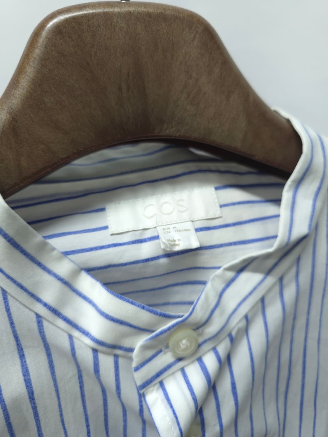 COS(코스) 남성 코튼 밴드칼라 블루 스트라이프 셔츠 상품이미지6