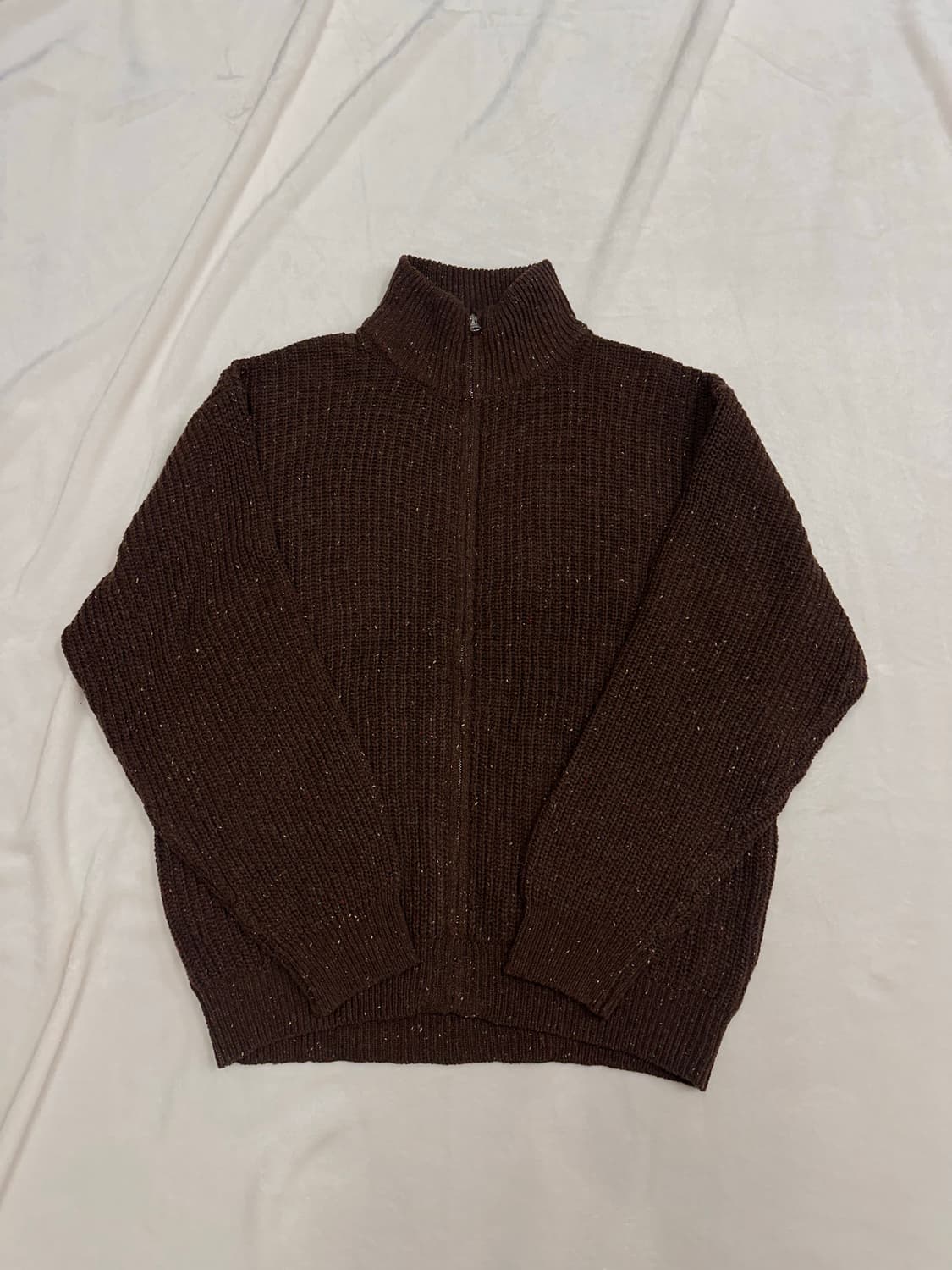 (M)COEN  오버핏 니트 풀 집업 다크브라운 상품이미지1