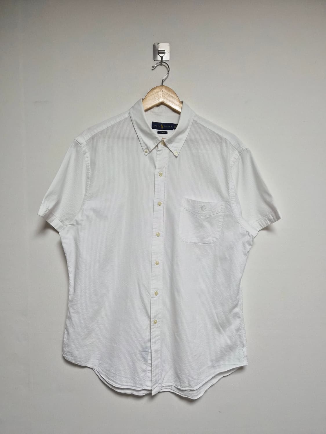 폴로랄프로렌Polo 화이트 시어서커 반팔 셔츠 XL - T155 상품이미지1