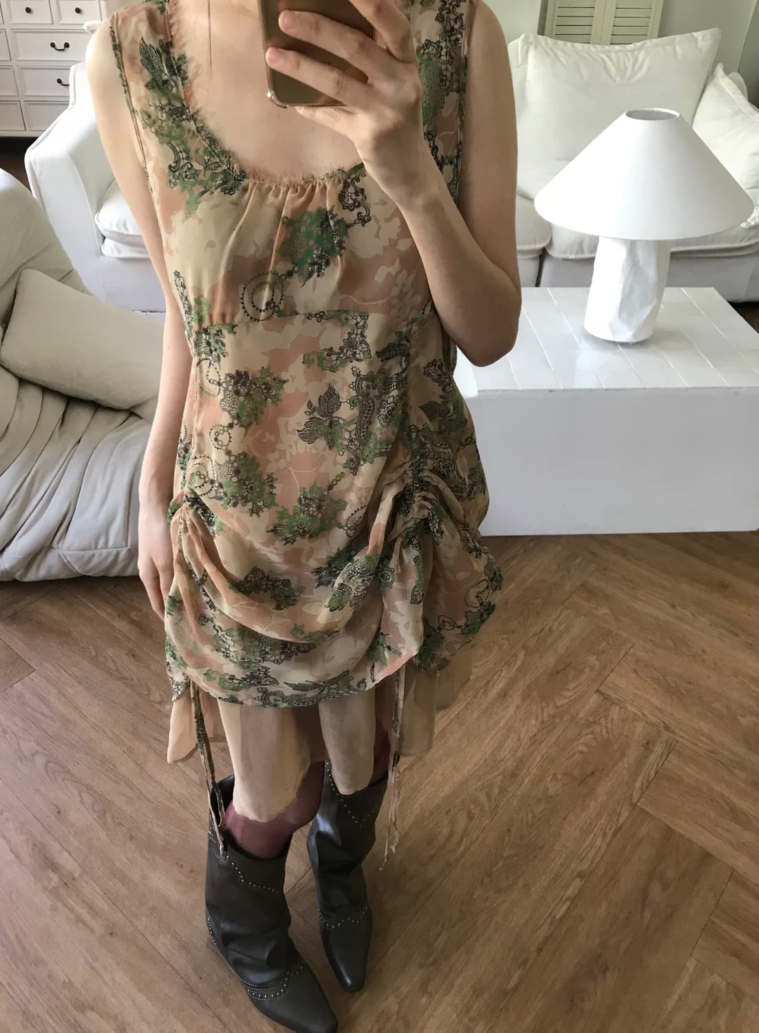 vintage pattern string one-piece 상품이미지3