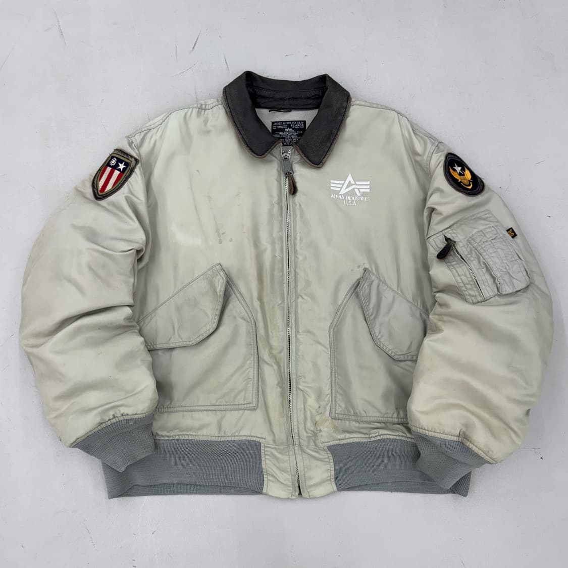 알파인더스트리 90s 레더카라 CWU-45P 항공 자켓 상품이미지2