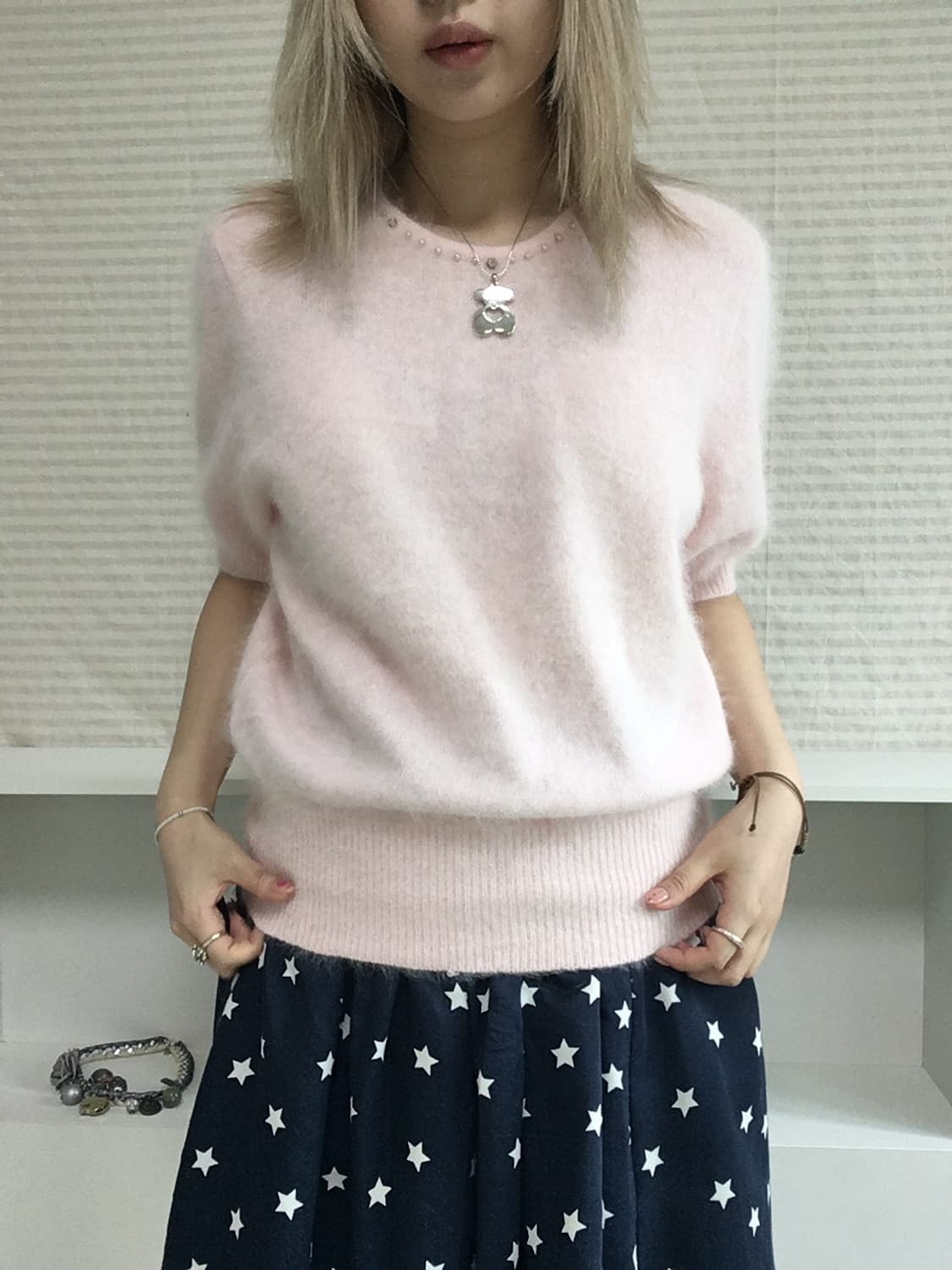 jpn vintage lovely pearl pink half puff  상품이미지1