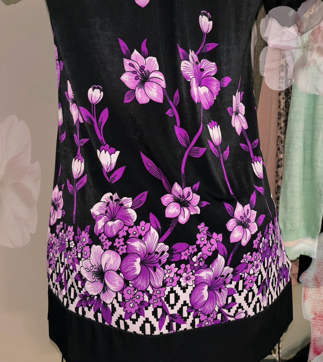 오리엔탈 오네갸루 플라워 패턴 반팔탑 상품이미지6