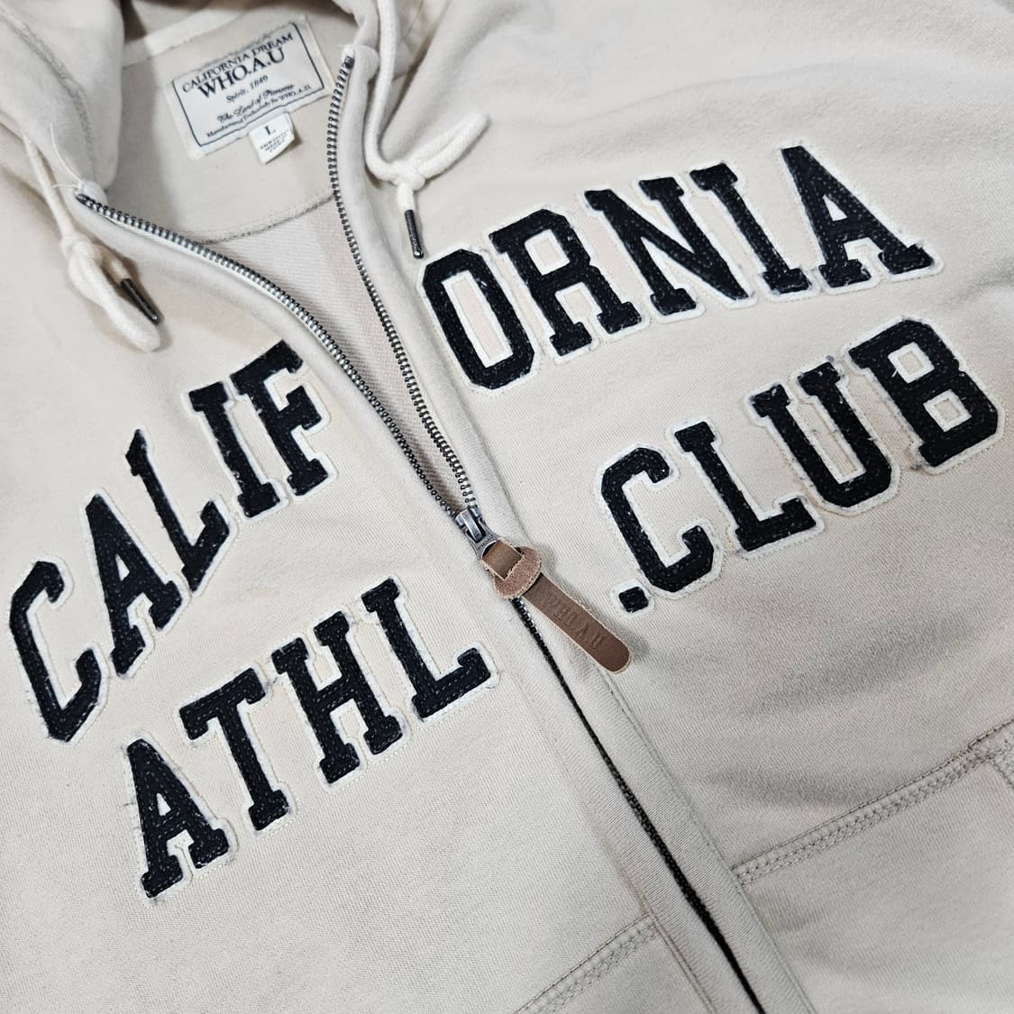 후아유 21fw 빈티지 레터링 투웨이 지퍼 후드집업 L size 상품이미지5