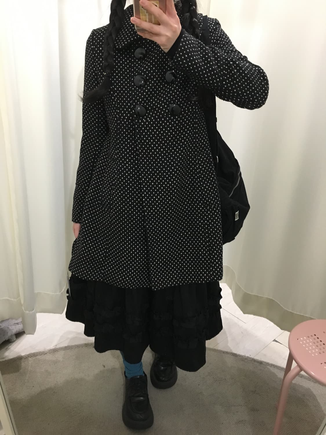 사와코 도트 더블 코트 상품이미지6