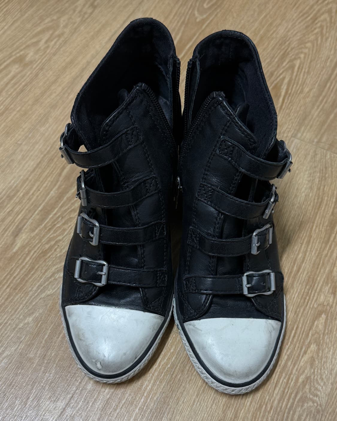 ash 아쉬 블랙 가죽 웨지힐 스니커즈 37 상품이미지1