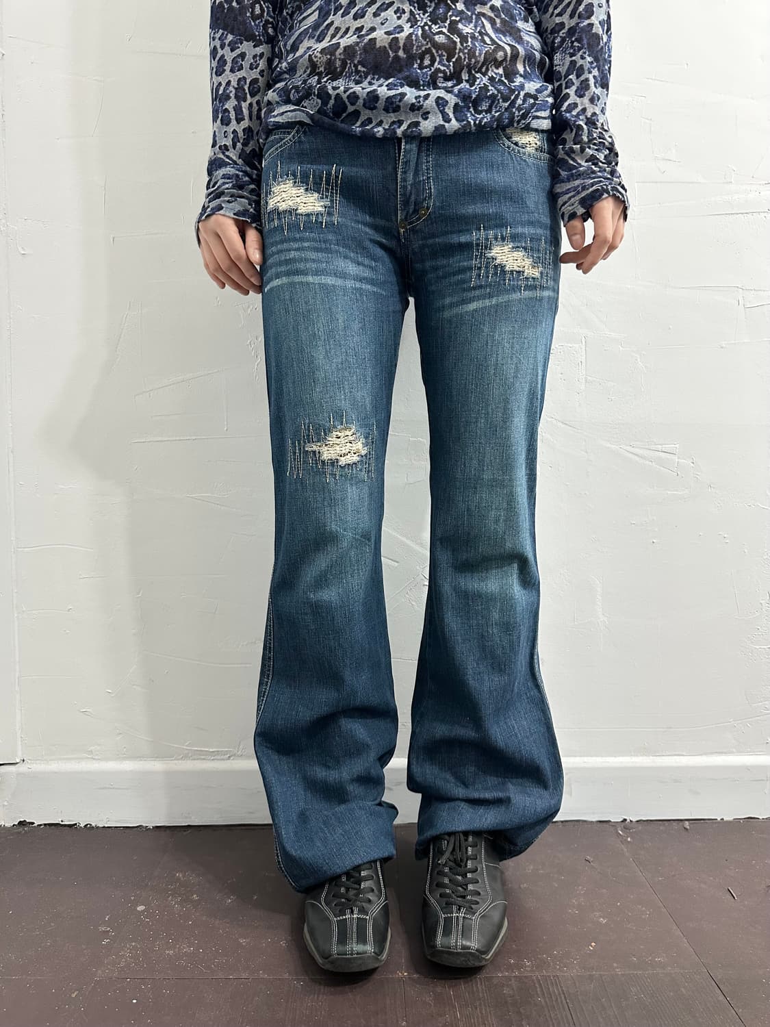 lounie leopard detail denim pants 상품이미지1