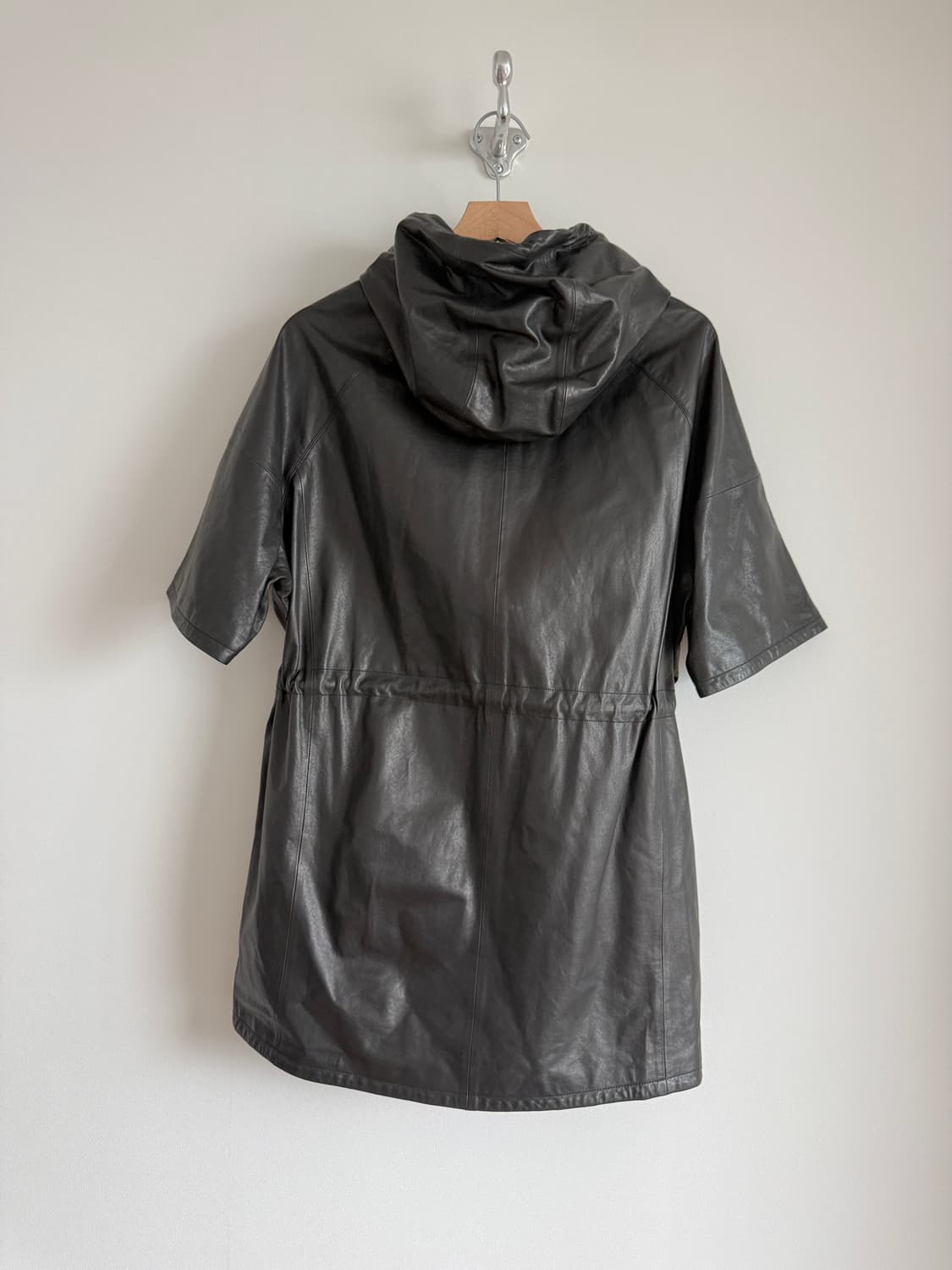 Pre owned 램스킨 레더 하프집업 반팔 후드 상품이미지6