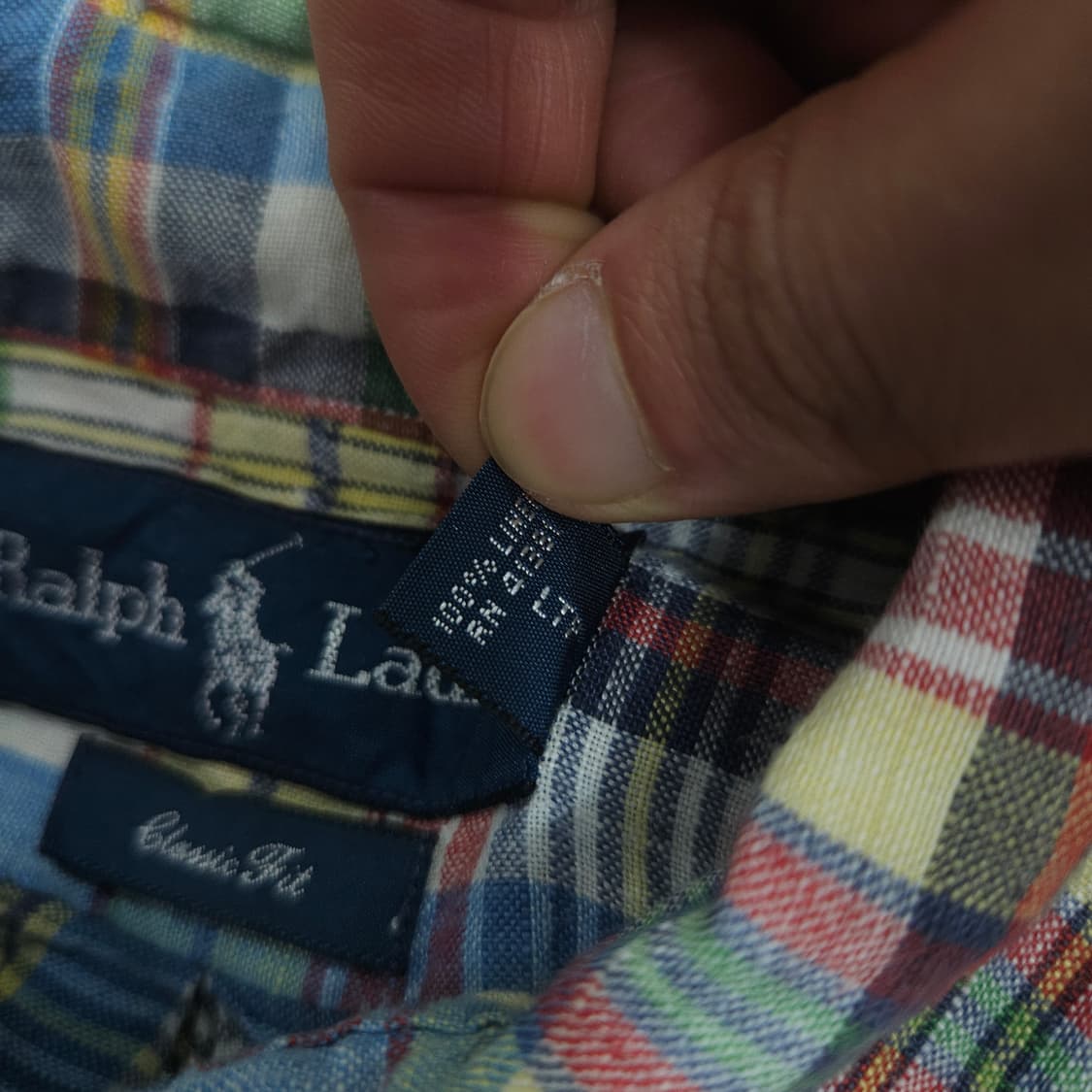 폴로 랄프 로렌 체크 린넨 셔츠 L 클래식핏 상품이미지4