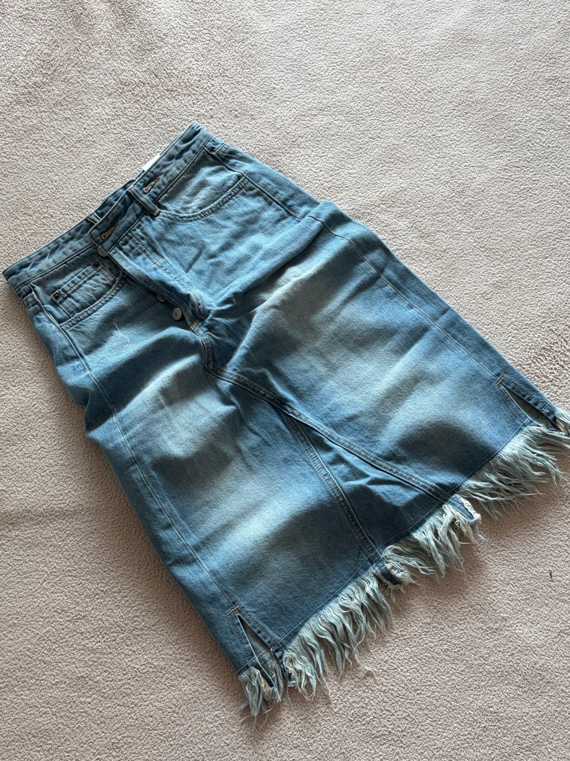 솔티페블 미디 데님 스커트 상품이미지1