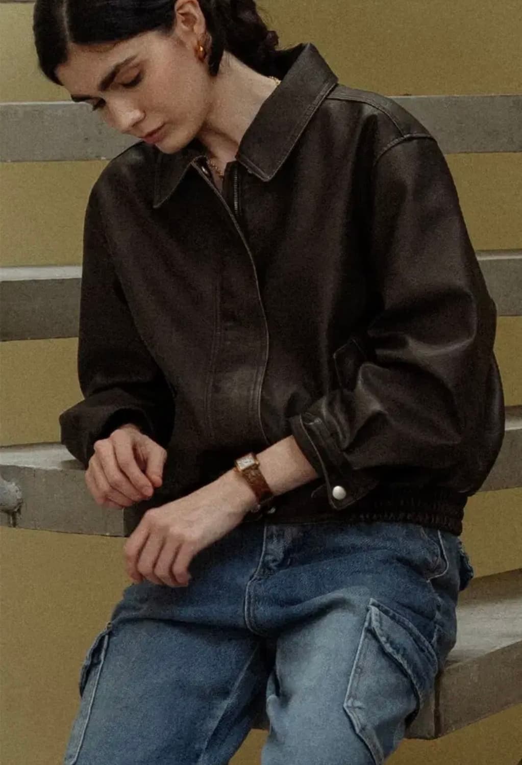 틸아이다이 네츄럴 크랙 레더 블루종 브라운 상품이미지2